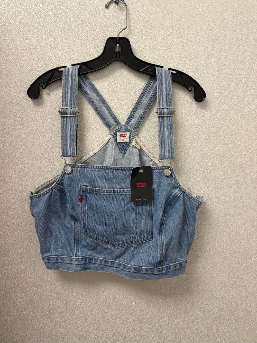 Levi's Faded Blue Denim Cropped Overalls